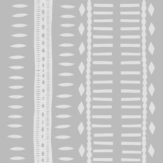 Sample - Tribal Moderne Wallpaper by Paule Marrot in Gray For Sale