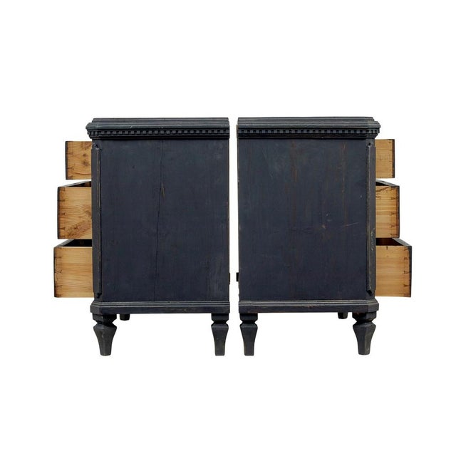 Swedish pair of 19th century black painted commodes circa 1870. Slightly different from the usual Swedish colour range, we...