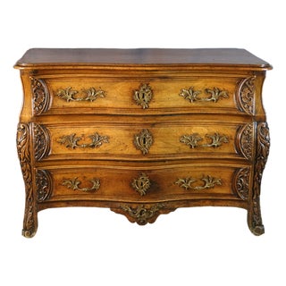 Antique Carved Walnut Chest of Drawers, 1700s For Sale