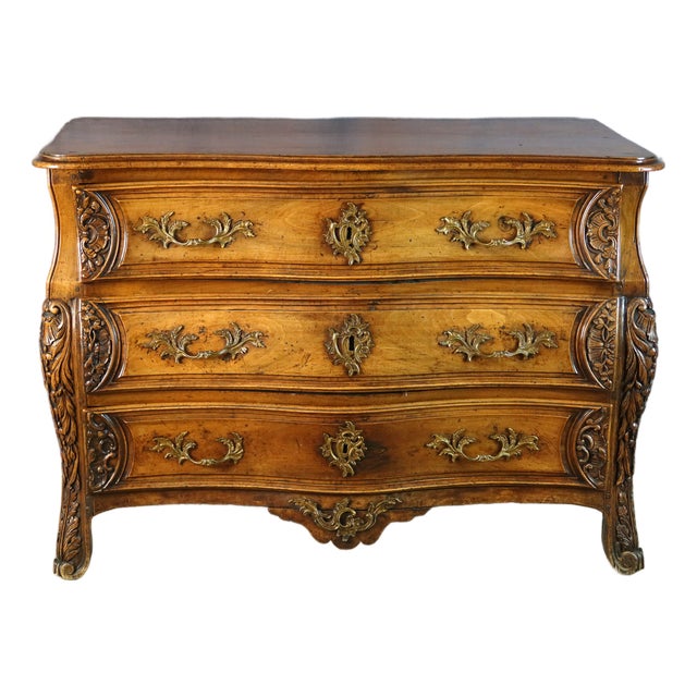 Antique Carved Walnut Chest of Drawers, 1700s For Sale