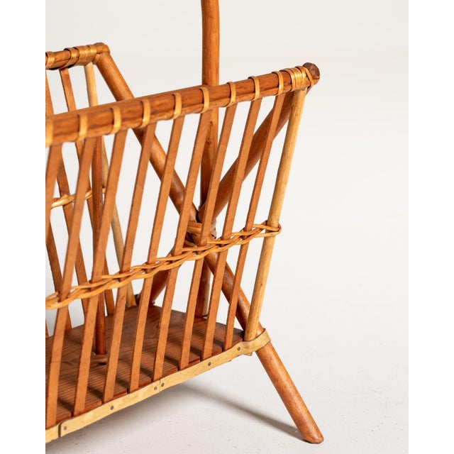 Brown Bamboo and Rattan Magazine Rack, Scandinavia, 1960s For Sale - Image 8 of 10
