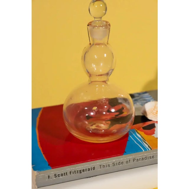 Glass Vintage Light Pink Decorative Glass Bottle For Sale - Image 7 of 8