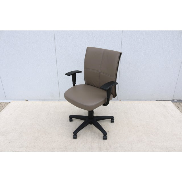 Steelcase Steelcase Turnstone Jacket Ergonomic Executive Desk Chair in Taupe Leather, New For Sale - Image 4 of 18