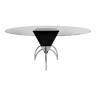 Granite, Stainless Steel and Glass Dining Table, Brueton Atrributed For Sale