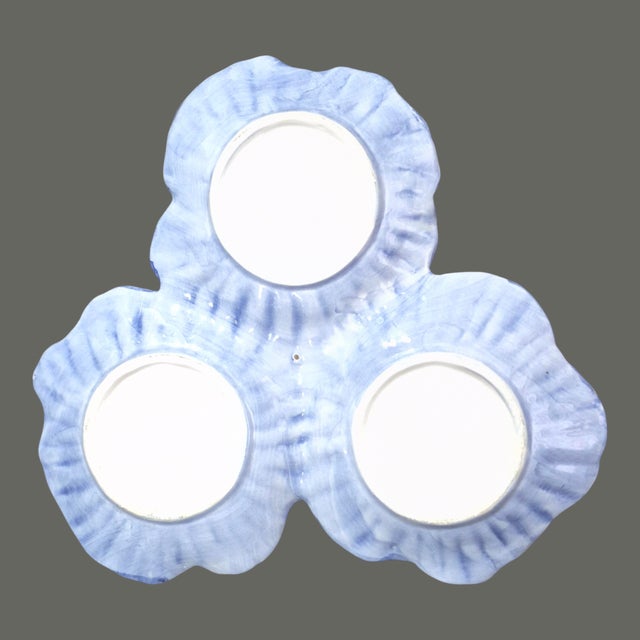 Late 20th Century Vintage Majolica Multi Sectional Three Flower Viola Pansy Serving Dish For Sale - Image 5 of 7