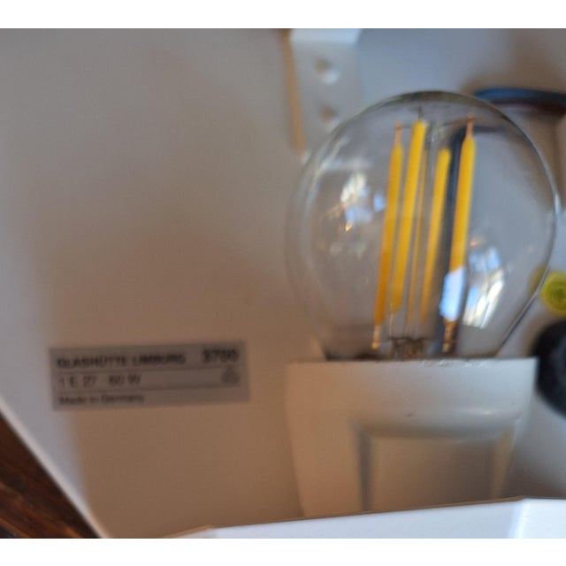 Vintage Flat Wall Lamps in Opaque White Glass and White Metal Mount from Glashütte Limburg, 1980s, Set of 2 For Sale - Image 9 of 11