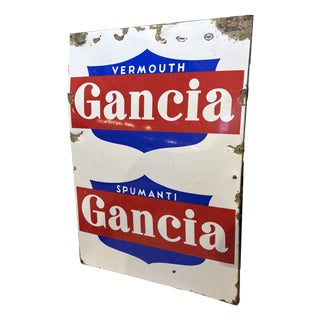 Antique Iron Advertising Sign for Sparkling Wines and Vermouth, 1940s For Sale