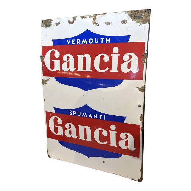Antique Iron Advertising Sign for Sparkling Wines and Vermouth, 1940s For Sale