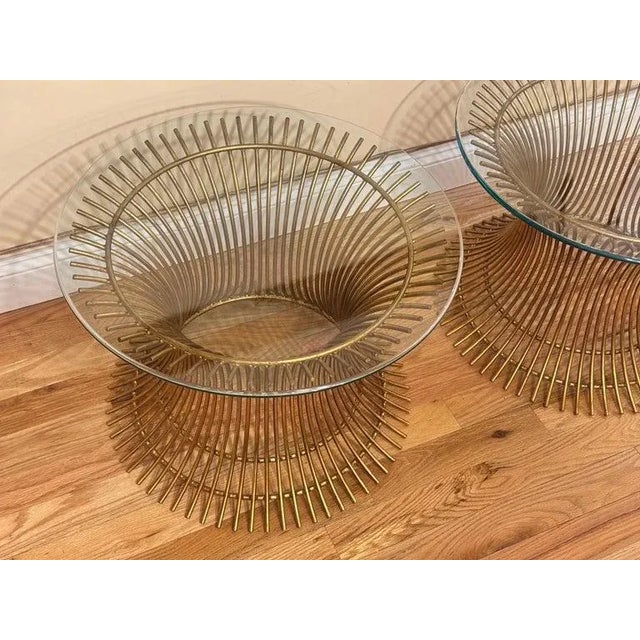 Mid 20th Century Pair of Warren Platner Style Gilt Steel End Tables For Sale - Image 5 of 12