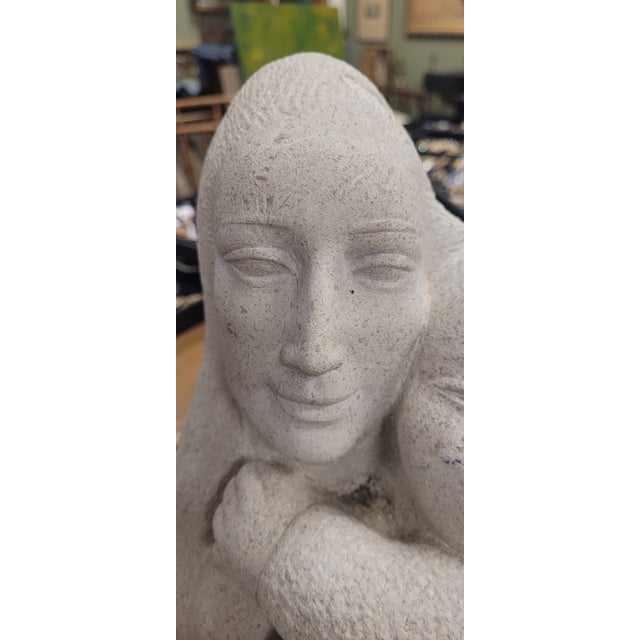 1960s Stone Sculpture of a Mother & Child For Sale - Image 10 of 14