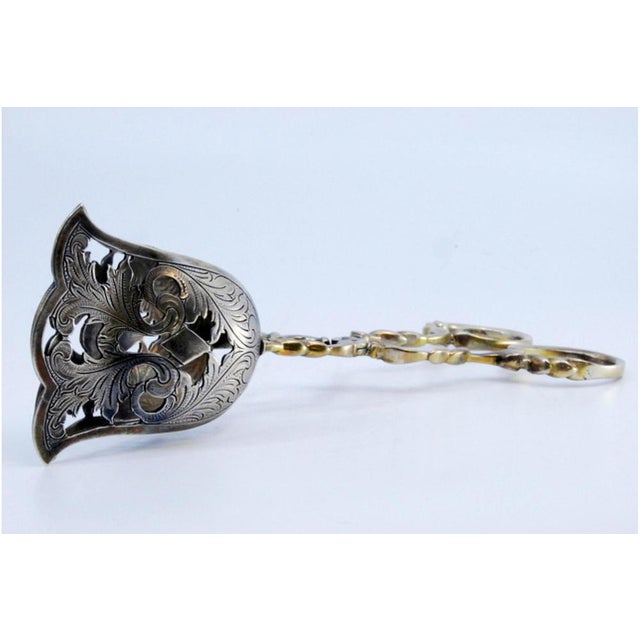 Metal Silver Salad Tongs with Shells and Twisted Stems For Sale - Image 7 of 9