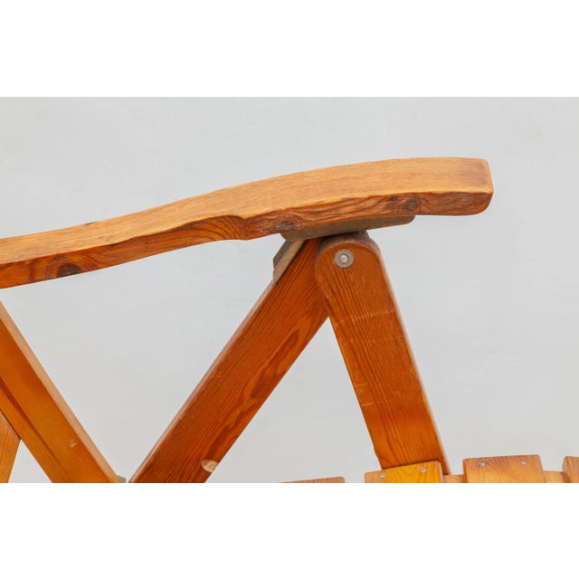 Solid Pine Slat Folding Outdoor Chairs, 1950s, Set of 4 For Sale - Image 8 of 12