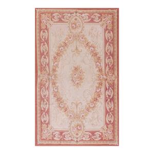 Special Tan Beige Color With Great Geometric Design Vintage Needlepoint Rug