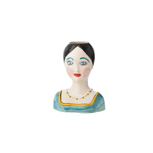Mid-Century Modern Evangeline Painted Head Vase For Sale - Image 3 of 3