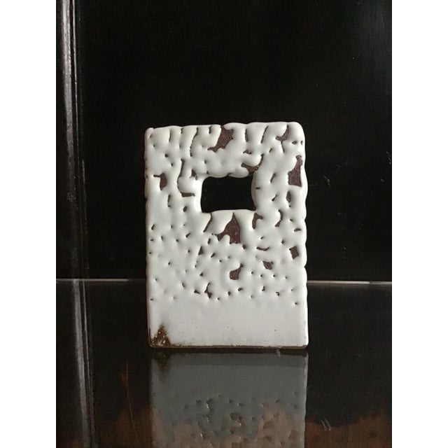 Mid-Century Modern Modern Japanese Hagiware Ceramic Wall Vase For Sale - Image 3 of 5