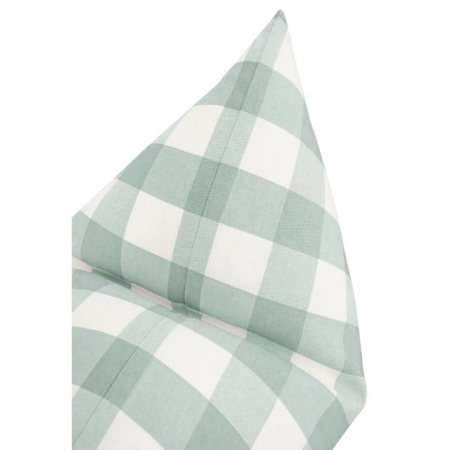 22" Spa Blue Country Check Pillows - a Pair For Sale - Image 4 of 5