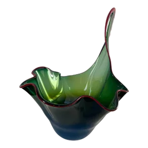 Studio Art Glass Abstract Free Form Ruffled Sculptural Vase Signed 2006