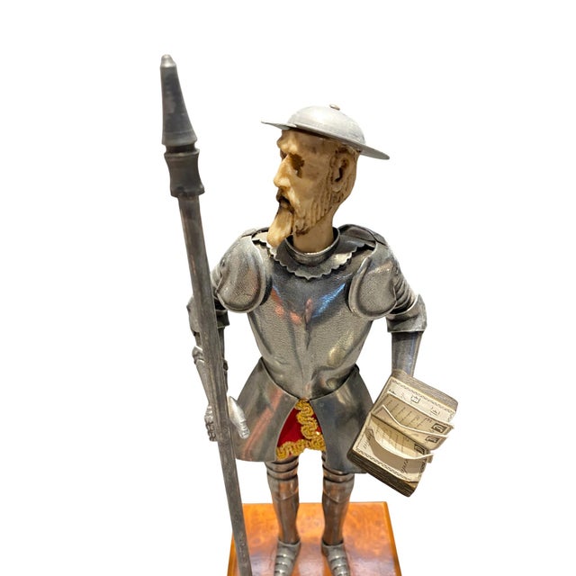 Mid-Century Modern Vintage Don Quixote Sculpture in Metal Armor For Sale - Image 3 of 14