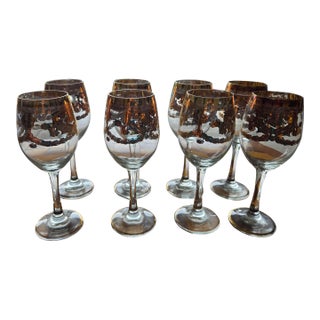 Vintage Italian 24kt Gold Crystal Wine Glasses - Set of 8 For Sale