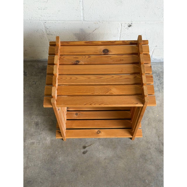 1970s Pine Slatted Open Cube Storage Side Table Swedish Mid-Century Modern 1970s For Sale - Image 5 of 12