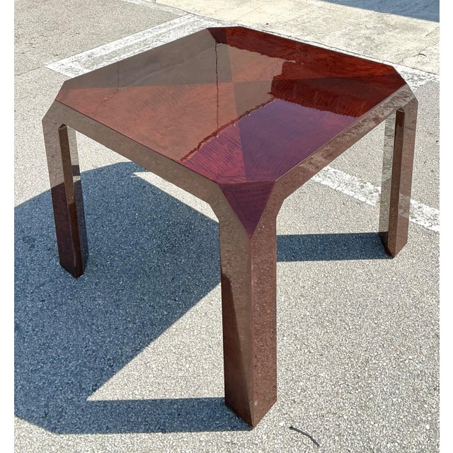Wood Vintage Lacquered Inlay Game Table For Sale - Image 7 of 18
