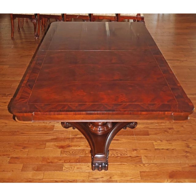 Brown Hickory Chair Flame Mahogany Regency Style Two Pedestal Conference Dining Table For Sale - Image 8 of 17