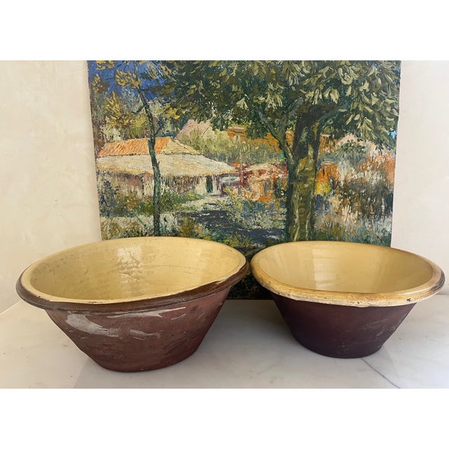 Ceramic Large Terracotta Pancheon Bowl, Yellow Glazed, French, Circa 1900 For Sale - Image 7 of 14