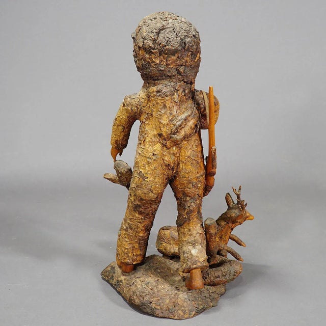 Wood 1920 Rustic Black Forest Root Wood Hunter Figurine For Sale - Image 7 of 10