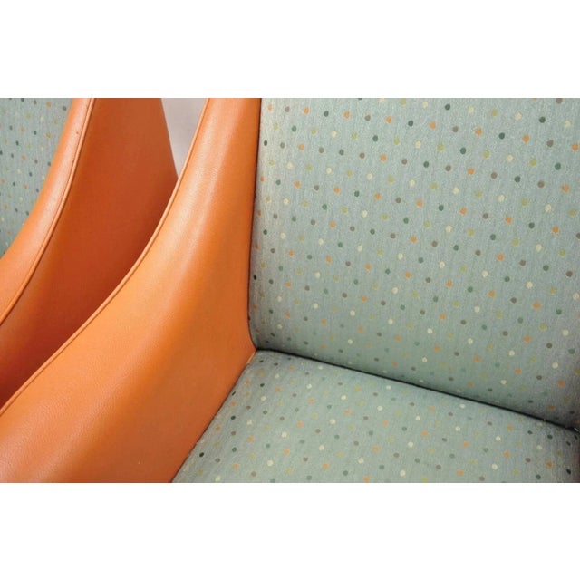 Textile Late 20th Century Postmodern Orange Green Lounge Chairs by Global Upholstery Company LTD - A Pair For Sale - Image 7 of 12