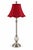 Burgundy Late 20th Century Hollywood Regency Tall Brushed Stainless Steel Table Lamp With Veined Orb and Burgundy Scalloped Bell Shade For Sale - Image 8 of 8