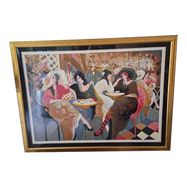 1990s Issac Miamon "Le Bistro Cafe" Large Hand-Signed Serigraph-Custom Gallery Framed For Sale