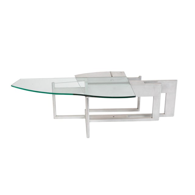 Robert Whitton Prototype Aluminum and Glass Coffee Table For Sale