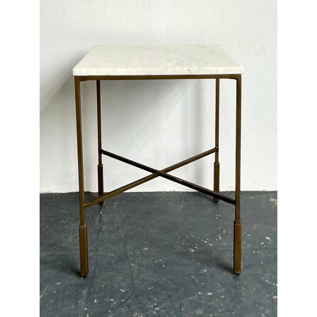 Alabaster Vintage Boho Mecox Stone Top Side Table For Sale - Image 8 of 12