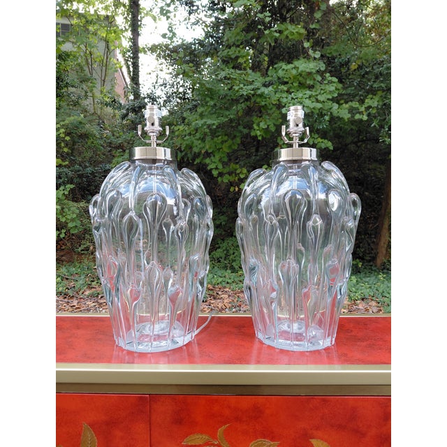 Pair of Vaughan "Pavia" Hand-Blown Crystal Glass Table Lamps, Model tg0080.ni For Sale - Image 15 of 17