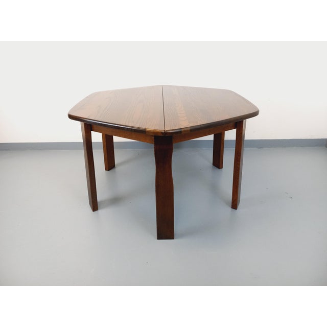 Vintage Brutalist Hexagonal Oak Dining Table with Extension, 1950s For Sale - Image 13 of 18