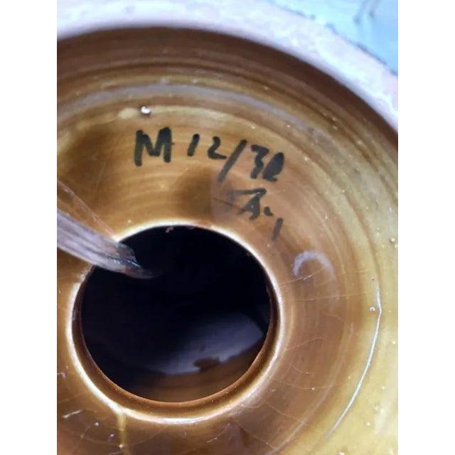 Ceramic Bitossi Gold Glazed Table Lamp with Decorative Hand Incised Bands from Bitossi, 1960s For Sale - Image 7 of 8