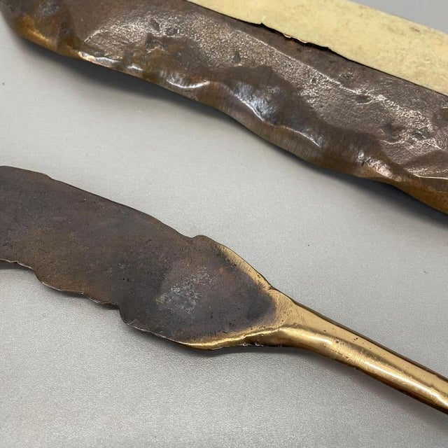 German Bronze Desk Shell Plate and Letter Opener, 1950s, Set of 2 For Sale - Image 13 of 16