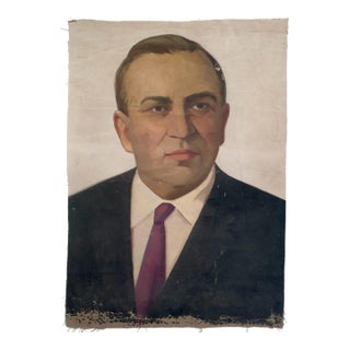 Soviet Socialist Realism Oil Painting, Ukrainian Artist Portrait 96-66 For Sale