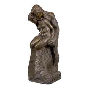Mid-Century Brutalist Chalkware Figural Nude Man & Women Sculpture