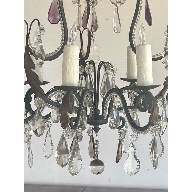 French Crystal Beaded Chandelier C. 1900's For Sale In Los Angeles - Image 6 of 12