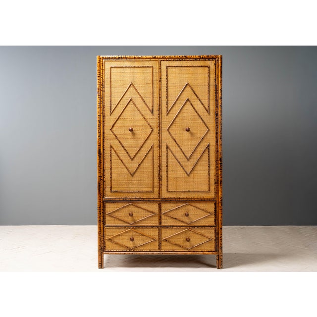 1970s Tortoiseshell Bamboo & Rattan Wardrobe For Sale - Image 9 of 18