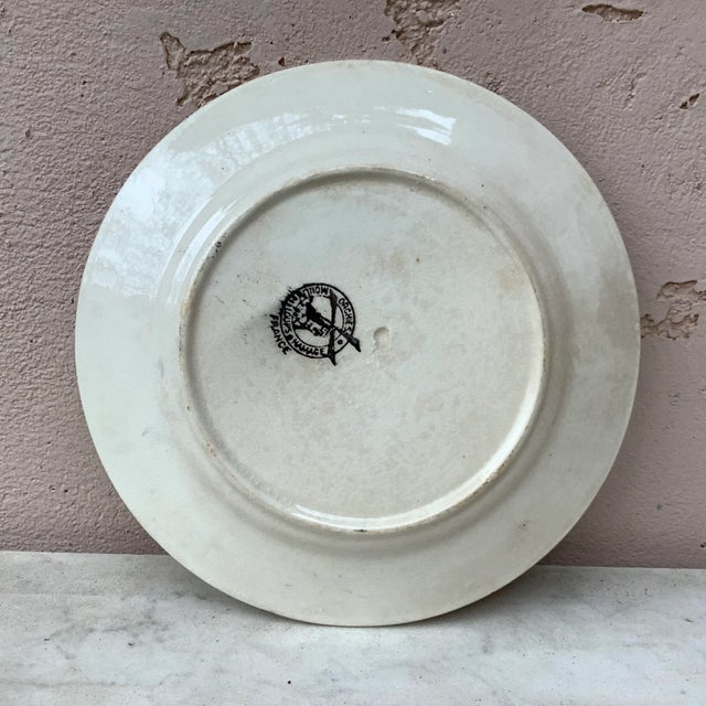 1920s Saint Amand French Majolica Plums Plate For Sale - Image 4 of 5