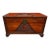Vintage Hand-Carved Camphor Wood Trunk Chest With Greek Key Motif & Brass Hardware For Sale