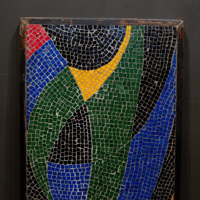 ABOUT A vintage hand-crafted abstract mosaic tile table top features hand-cut tiles arranged in fluid, undulating ribbons...
