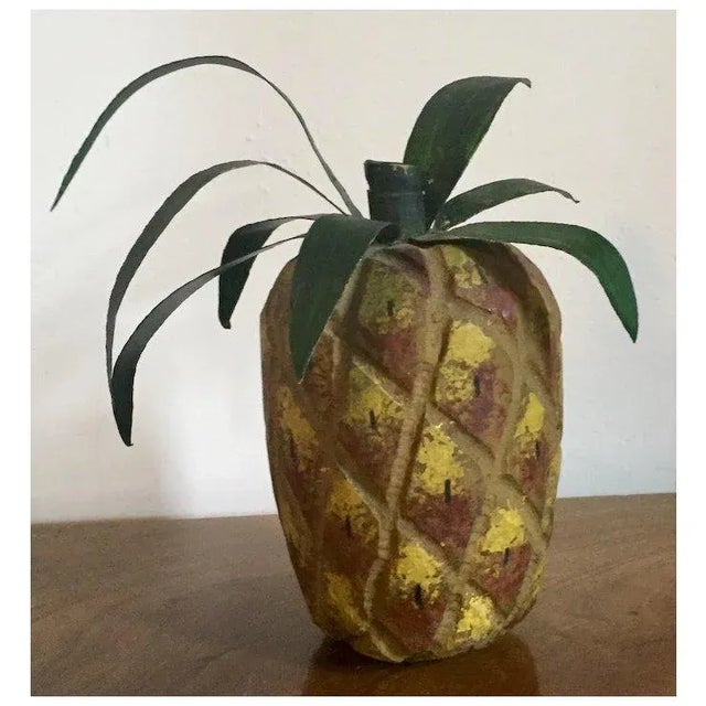 American Virginia Folk Art Carved Wood, Tin & Paint Decorated Sculpture of a Pineapple Signed Nancy Thomas For Sale In New York - Image 6 of 10