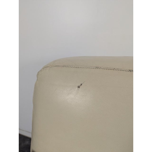 Four-Seater Sofa in Cream Leather For Sale - Image 6 of 8