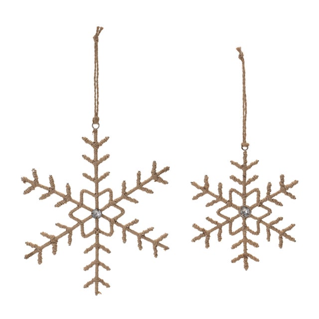 Bring a rustic yet elegant touch to your holiday decorations with this Jute Wrapped Metal Snowflake Ornament set. These...