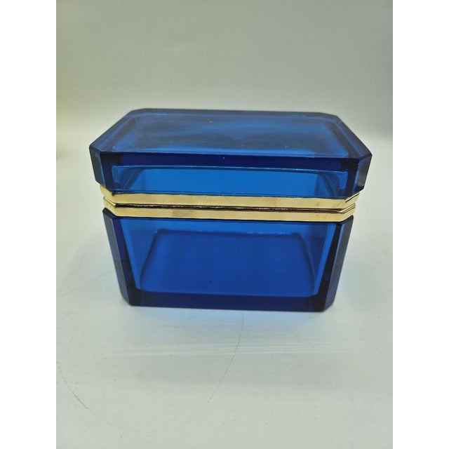 Glass Bohemian Box in Intense Sapphire Blue Crystal, 1930s For Sale - Image 7 of 10