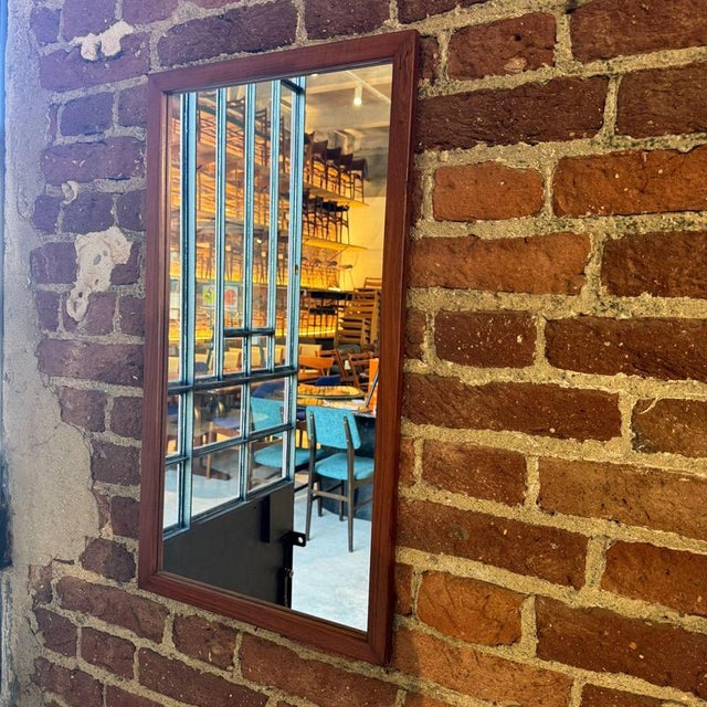 Vintage Danish Rectangular Teak Mirror, 1960s For Sale - Image 4 of 7