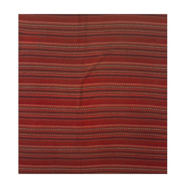 1950s Vintage Square Turkish Decorative Kilim Hand-Woven Wool Rug (6'9" X 6'9") For Sale - Image 4 of 4